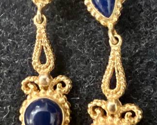 18K Gold & Lapis Earrings