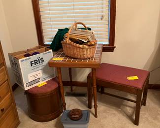 Bench, table, some yarn