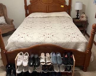 Oak full size bed with mattress
