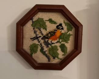 Vintage bird needlepoint