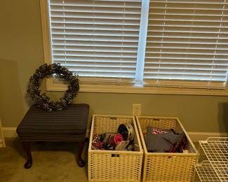 Storage baskets and ottoman