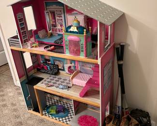 Doll house and baseball equipment