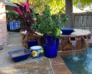 Colbalt Blue Glazed Planters