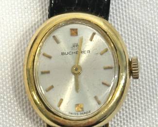  003 Vintage 18k Bucherer Ladies Wind Up Watch Works 