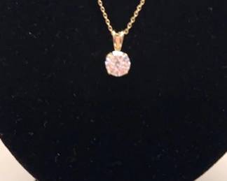 925 CZ Pendant, Necklace, Earrings, And Ring, Yellow Tone