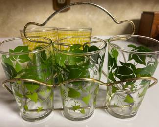 Mid Century Tumbler Set with Holder 