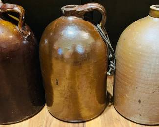 Large Collection of Primitive Beehive Moonshine Jugs