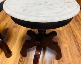 Pair (2) Little  Antique Marble Topped Parlor Tables 