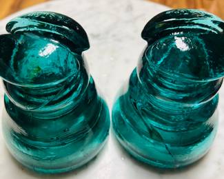RARE! 1929 Estonian Green Glass Insulators  "Meleski"