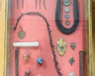 Vintage Wooden Coca-Cola Shadow Box with Collectibles 