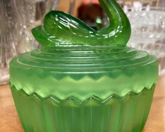Beautiful Green Swan Candy Dish