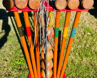 Vintage Croquet Set with All of the  Pieces 