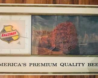 Vintage Large  Falstaff Clock/Light  Signage