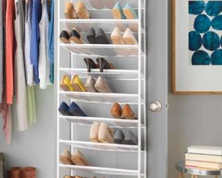 Whitmor Over the Door Shoe Organizer - Holds up to 36 Pairs of Shoes - Metal & Mesh - White