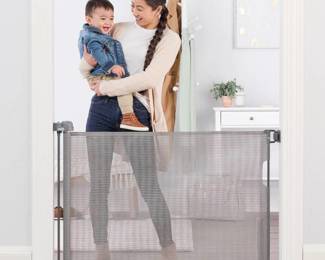 Regalo Extra Wide Retractable Baby Gate, Expands up to 50in Wide, Gray