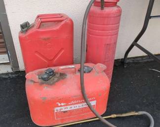 Metal Gasoline Canisters and Sprayer 5 Gal. Jerry Can