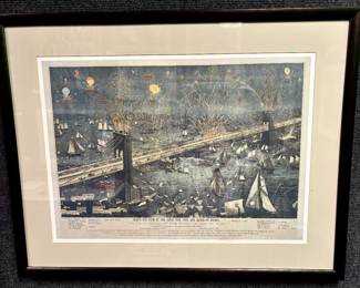 Vintage Brooklyn Bridge opening celebration commemorative poster