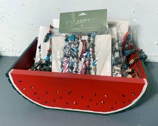 Seasons of Cannon Falls Bead and Charm Garlands, 5ft, Qty 7, And Watermelon Tray