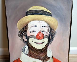 Happy Clown Framed Oil Painting, 20" x 16"