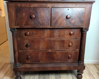 Antique Chest Of Drawers, 5 Locking Drawers, 50" x 47" x 24", Top Has Been Repaired, Top Is Detached