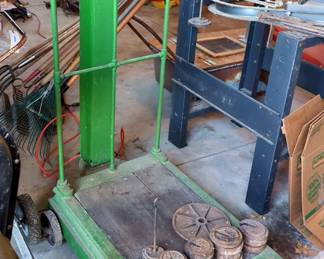 Antique Fairbanks Platform Scale, No 10, 49" x 34" x 47", Including Weights, Various Sizes, Approx Qty 10