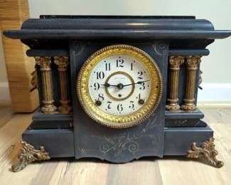 Seth Thomas Mantle Clock With Lion Accents, 11.5" x 16" x 6"