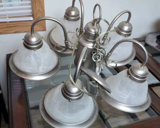 Silver Tone Five Light Chandelier