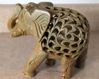 Stone Carved Mother Elephant, 6.5" x 6.5" x 3.5"