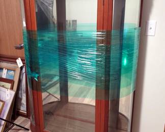 Curved Glass Curio Cabinet, 66" x 42" x 15", Bidder Responsible For Proper Removal