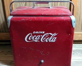 Vintage Metal Coca-Cola Cooler, 19" x 18" x 13"