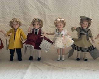 Shirley Temple Ceramic Doll Set 8 Characters With Stand In Perfect Condition