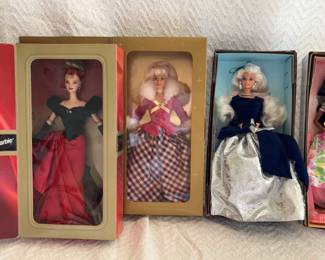 Avon Barbie Dolls, Winter Splendor, Winter Rhapsody, Winter Velvet, and Spring Petals Mattel Dolls