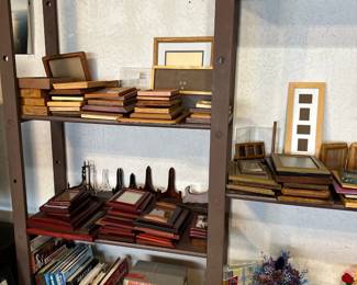 Bookshelves, books, & frames