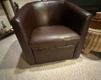 Brown leather armchair
