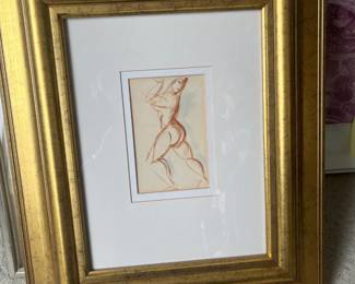 $900. John Duncan Fergusson "Study of a Dancer" Watercolor laid on acid free card. 5.5" x 3.3/8" unframed. For sale during in-person shopping only.
