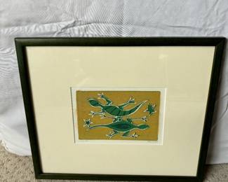 $60. "Lizards". 13" x 11" signed but could not find the artist's name.