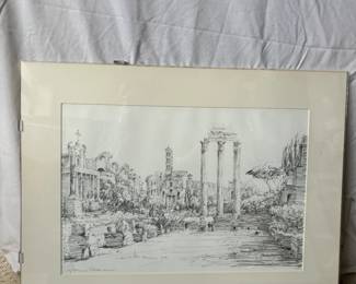 $40 Signed "CB" and titled sketch of the Roman Forum. 25" x 20"