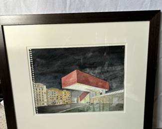 $260 Steven Holl watercolor rendering of his architectural plan for St. Ignatius Chapel, Seattle University. 20" x 18" Titled “Dark Sky” Available during online shopping starting at 6pm on Wednesday per the instructions in the sale description.