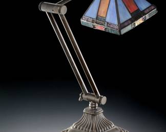 Slag Glass Desk Lamp Cantilever Bankers Lamp
