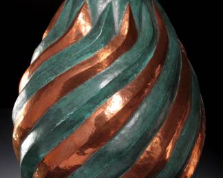 Marsar &nbsp;Ribbed Heavy Hammered Copper Decorative Floor Vase
