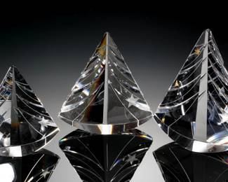 3pc Hoya Japan Crystal Glass Christmas Trees Studio Art 
