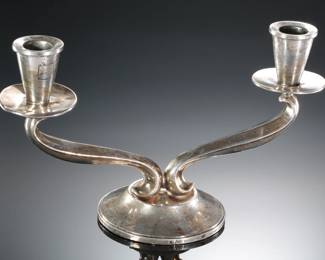 Pair Fisher Sterling Silver Double Candlestick Holder Candle C62
