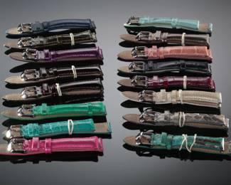 Lot of 16 Genuine Michele Watch Bands Straps Leather Ladies SZ 18
