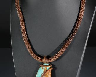 Native American Copper & Turquoise Necklace 
