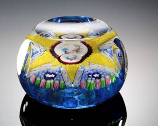 Art Glass Paperweight Perthshire 1993 Christmas Nativity Scene Mary and Baby Jesus Paper weight
