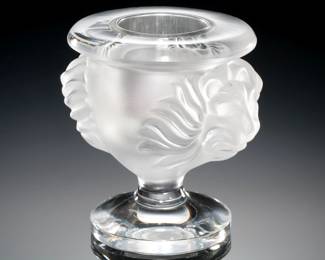 Lalique Crystal Lion Head Candle/Cigarette Holder Tete de lion
