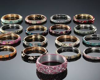 Lot of 17 Costume Jewlery Cuff/Hinged Bracelets 
