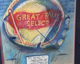 Original Art Great Falls Breweries Great Falls Select Pastel Painting 
