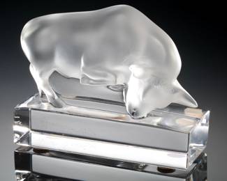 Lalique Crystal Taureau Bull Paperweight Glass Sculpture No. 1194
