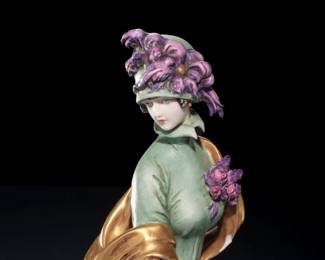 AS-IS G. Giuseppe Cappé  Capodimonte Porcelain Figure 1959&nbsp;Woman with Piccolo Levriero dog 
